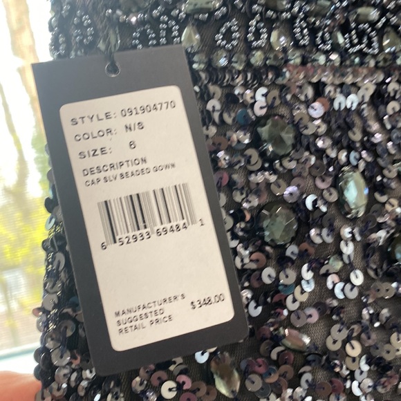 Adrianna Papell short sleeve gem and sequin long dress - Picture 9 of 9